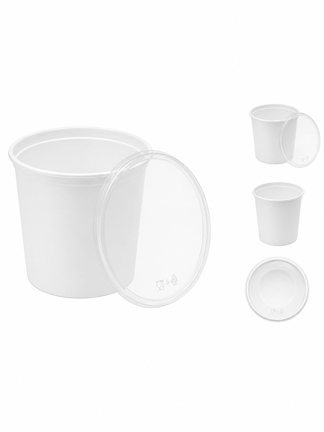 Taças de Sopa em Plástico de 1 Litro com Tampa Para take away 100 Unidades