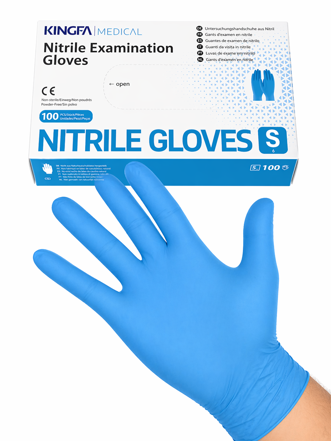 Luvas de Nitrilo sem pó (azuis) – vários tamanhos (caixa 100 unidades)