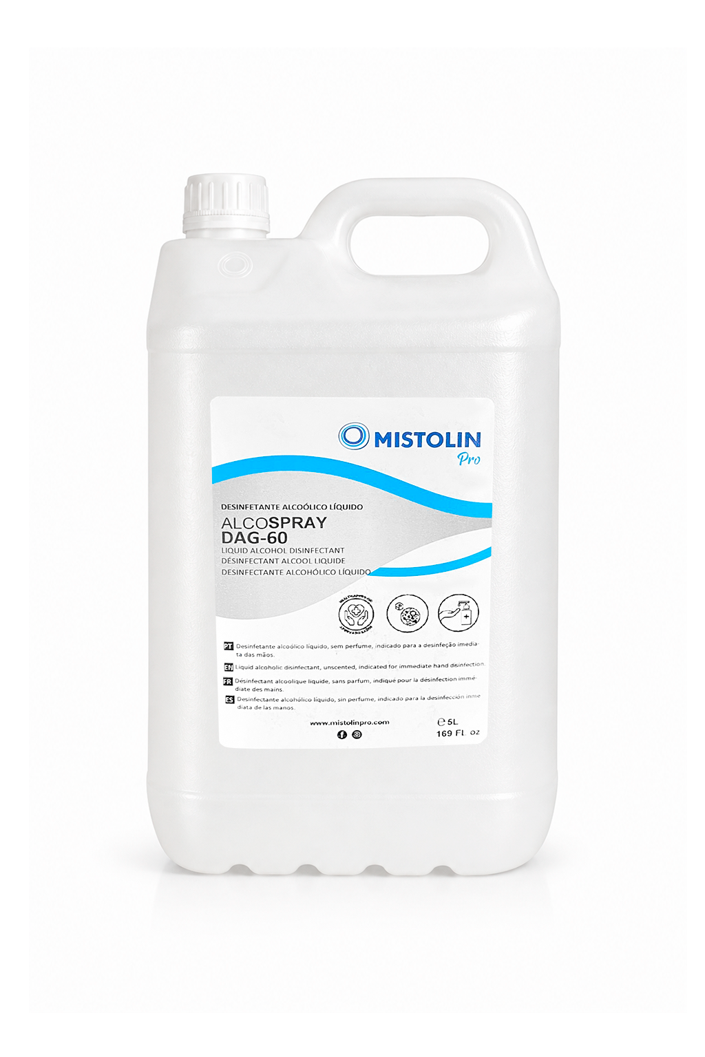 Álcool Desinfetante ALCOSPRAY DAG-60 Mistolin Pro 5 L