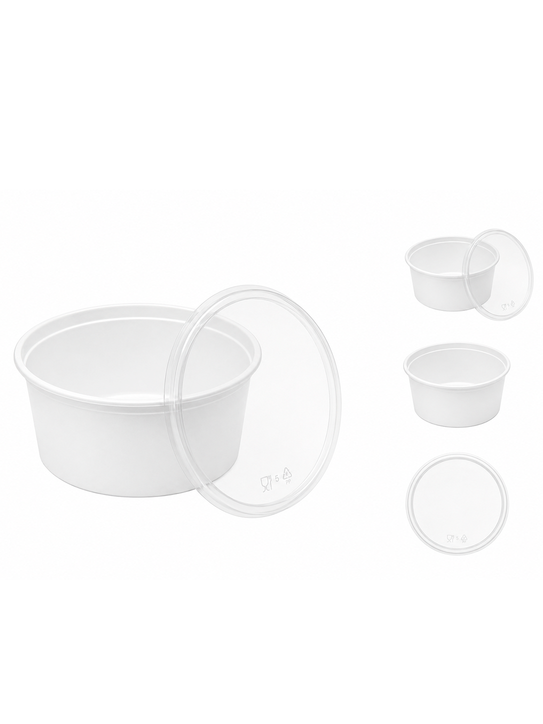 Taças de Sopa em Plástico de 0,5 Litros com Tampa Para take away 100 Unidades